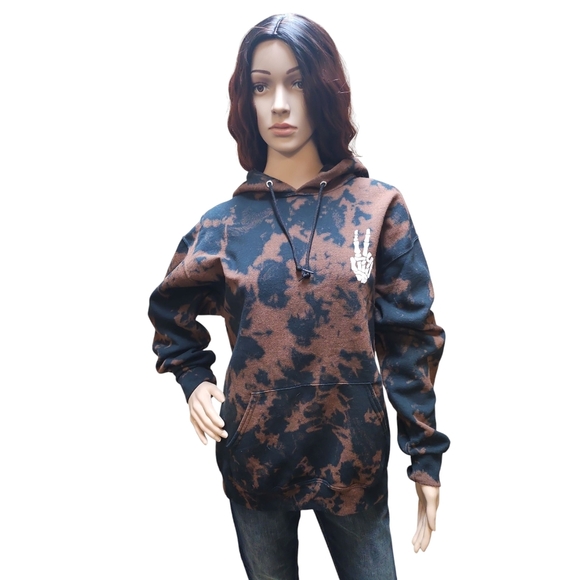 Tops - Tie-Dye Hoodie - Black and Brown